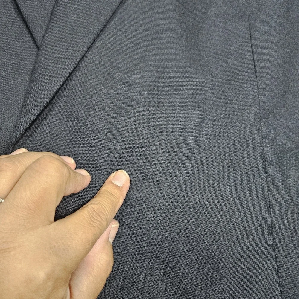 Vtg Burberry London Blazer Mens‎ 48L Navy Blue 100% Wool Single Breasted Button